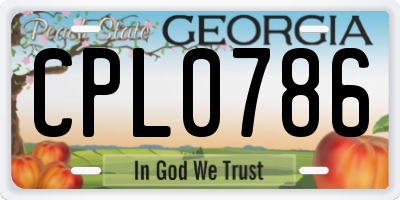 GA license plate CPL0786