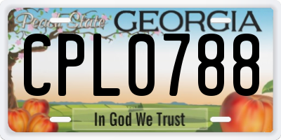GA license plate CPL0788