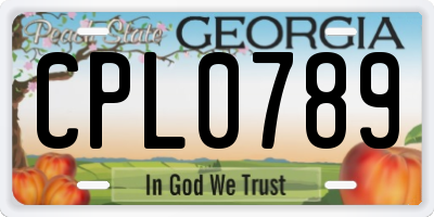 GA license plate CPL0789
