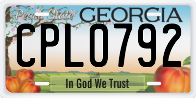 GA license plate CPL0792