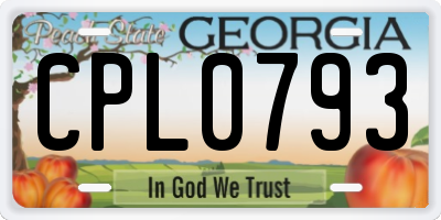 GA license plate CPL0793