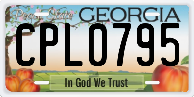 GA license plate CPL0795