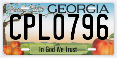GA license plate CPL0796