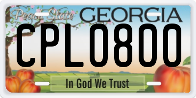 GA license plate CPL0800