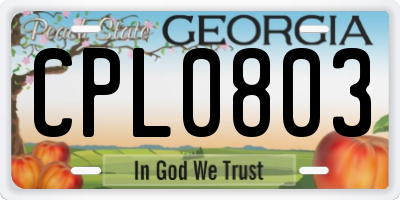 GA license plate CPL0803