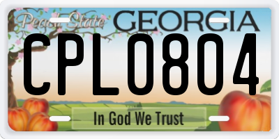 GA license plate CPL0804