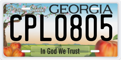 GA license plate CPL0805