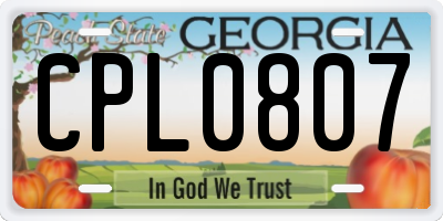 GA license plate CPL0807