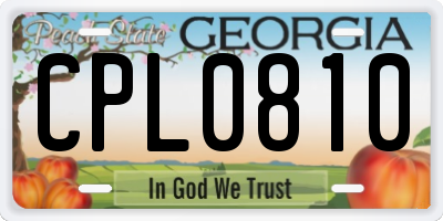 GA license plate CPL0810