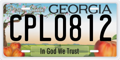 GA license plate CPL0812
