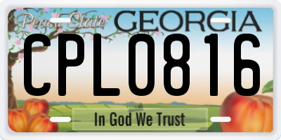 GA license plate CPL0816