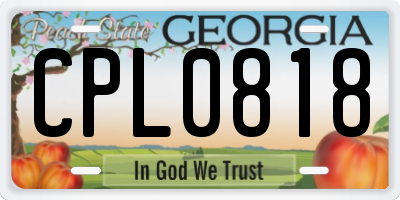 GA license plate CPL0818