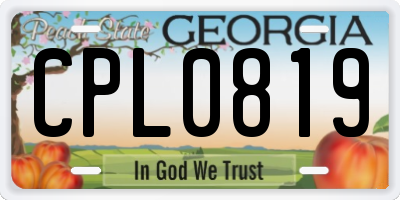 GA license plate CPL0819