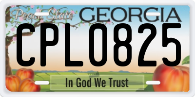 GA license plate CPL0825