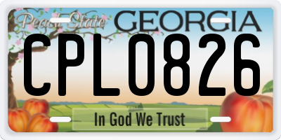 GA license plate CPL0826