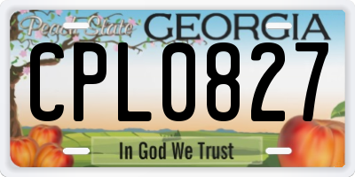 GA license plate CPL0827