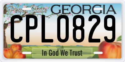 GA license plate CPL0829