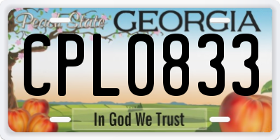 GA license plate CPL0833