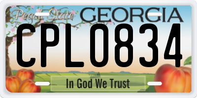 GA license plate CPL0834