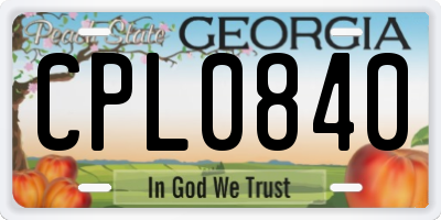 GA license plate CPL0840