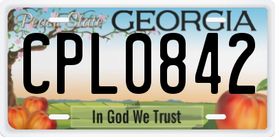 GA license plate CPL0842