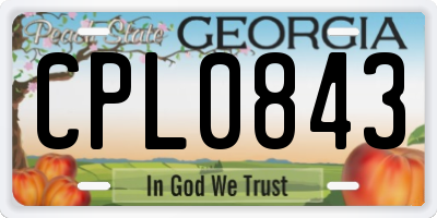 GA license plate CPL0843