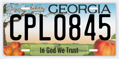 GA license plate CPL0845