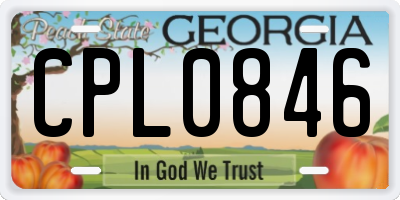 GA license plate CPL0846