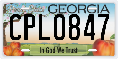 GA license plate CPL0847