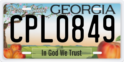 GA license plate CPL0849