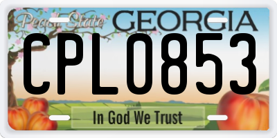 GA license plate CPL0853