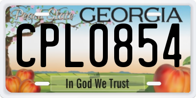 GA license plate CPL0854