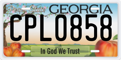 GA license plate CPL0858