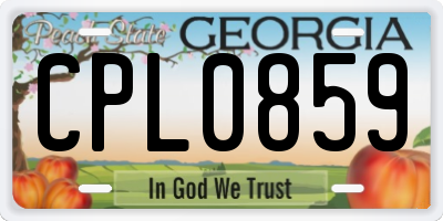 GA license plate CPL0859