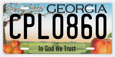 GA license plate CPL0860