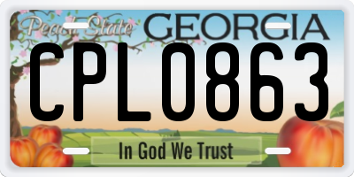 GA license plate CPL0863