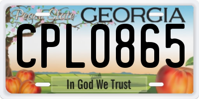 GA license plate CPL0865