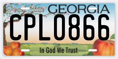 GA license plate CPL0866