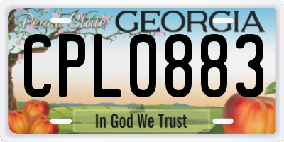GA license plate CPL0883