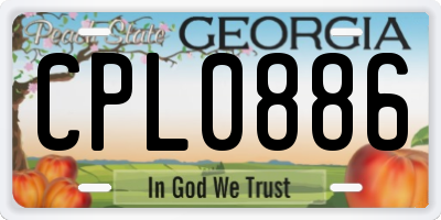 GA license plate CPL0886