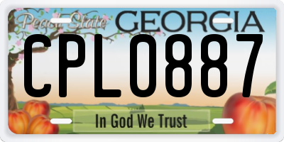 GA license plate CPL0887