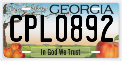 GA license plate CPL0892