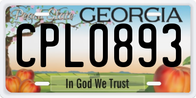 GA license plate CPL0893