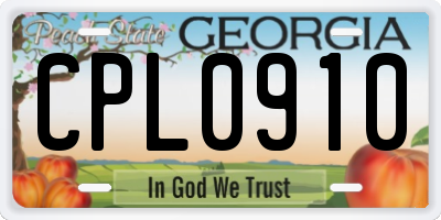 GA license plate CPL0910