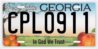 GA license plate CPL0911