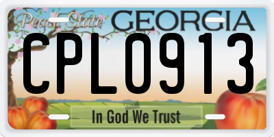 GA license plate CPL0913