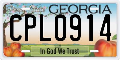 GA license plate CPL0914
