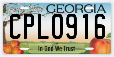 GA license plate CPL0916