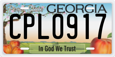GA license plate CPL0917
