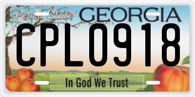 GA license plate CPL0918